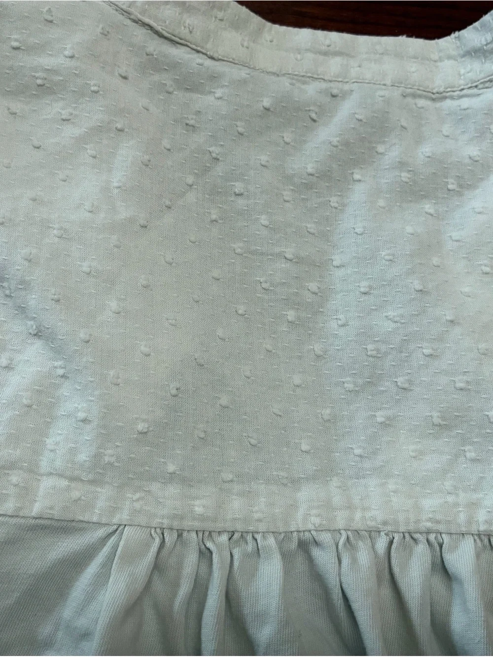 Anthropologie White Swiss Dot Pintuck Puff Sleeve Blouse Size L